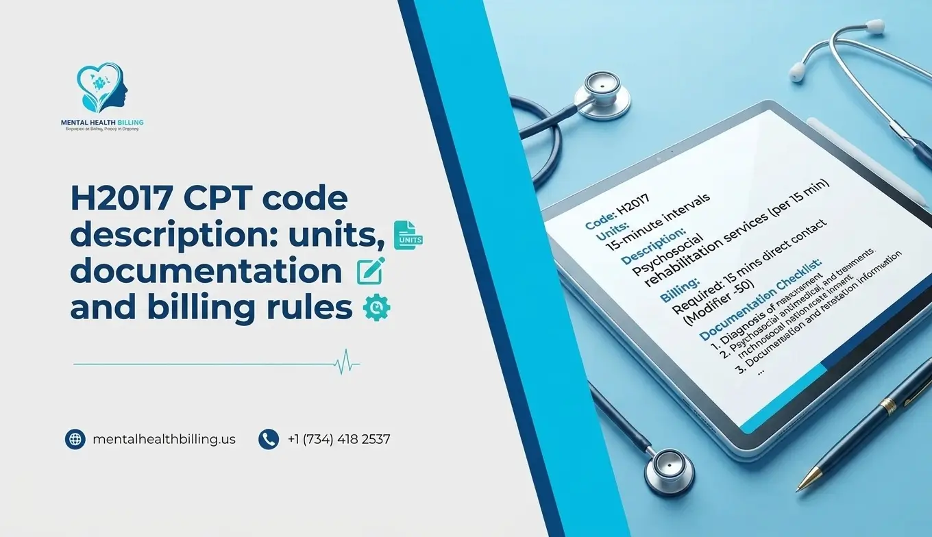 H2017 CPT code description units, documentation and billing rules