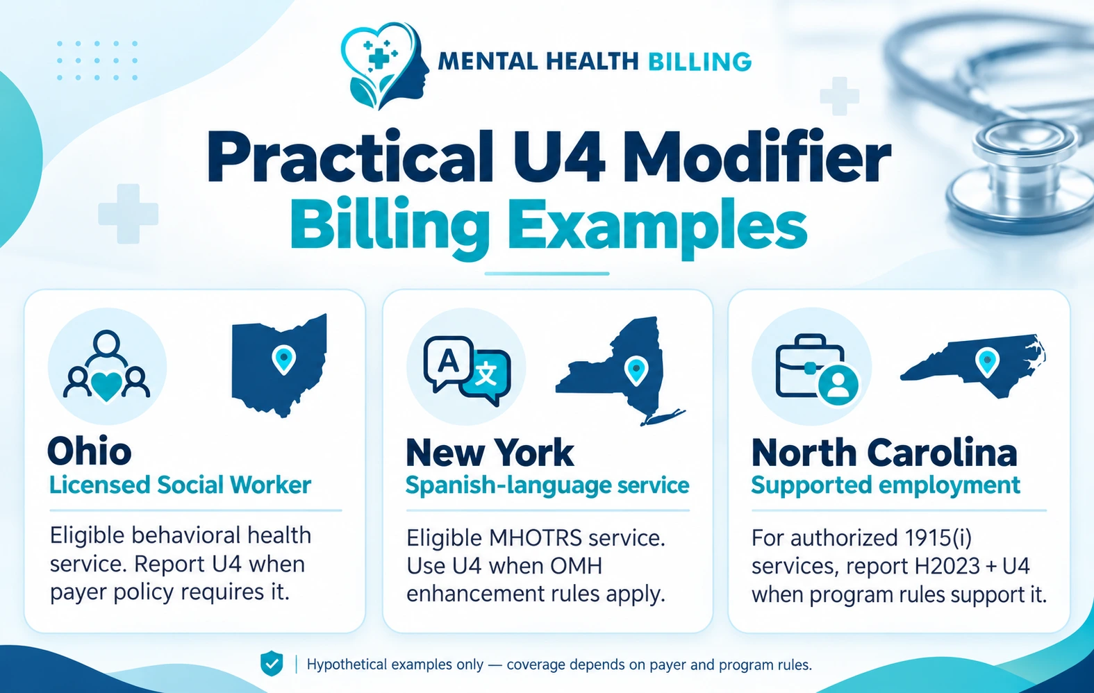 Practical U4 Modifier Billing Examples